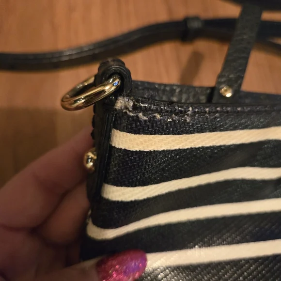 Kate Spade Black and White Striped Crossbody Bag - Picture 2 of 11